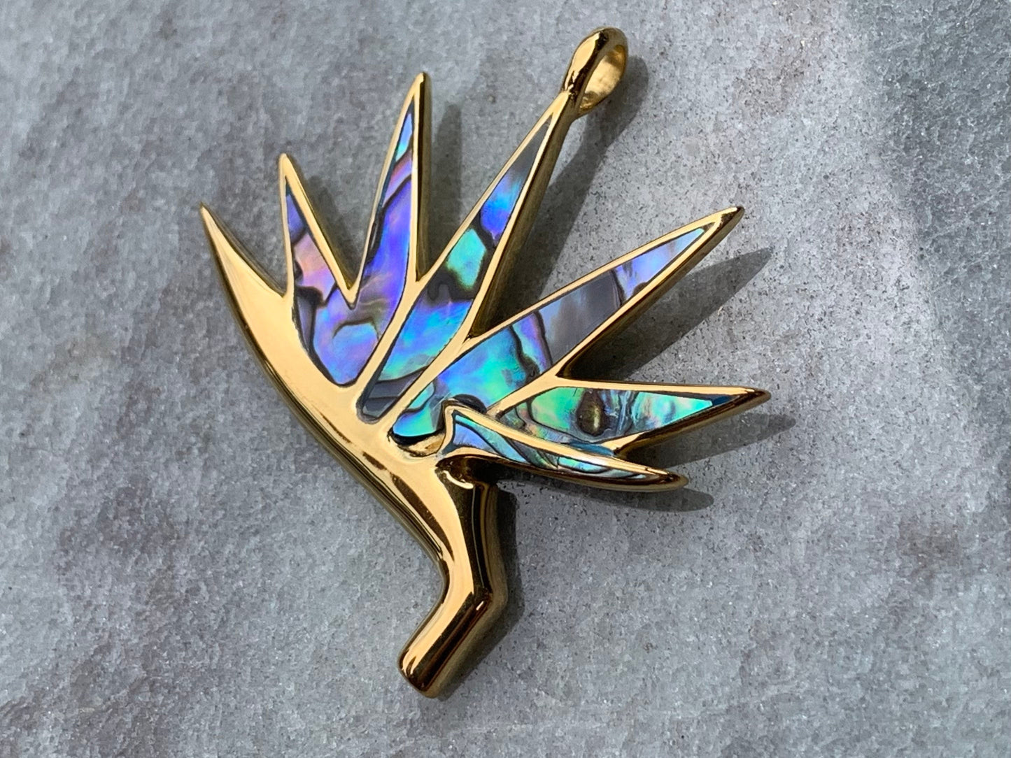 Bird of Paradise Flower 18k Gold Vermeil Necklace Pendant