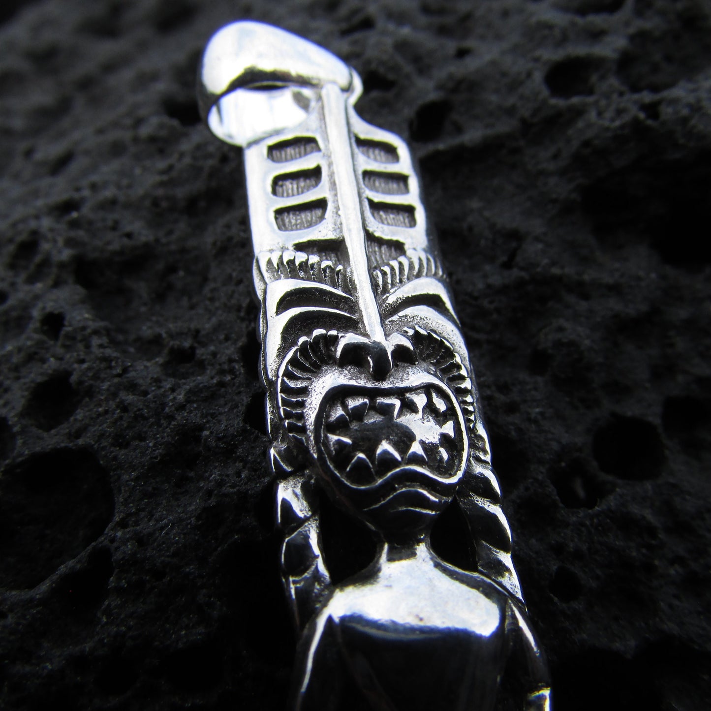 Hawaiian Tribal Tiki Pendant Necklace | Sterling Silver | Gift | Jewelry | Handmade | Unique