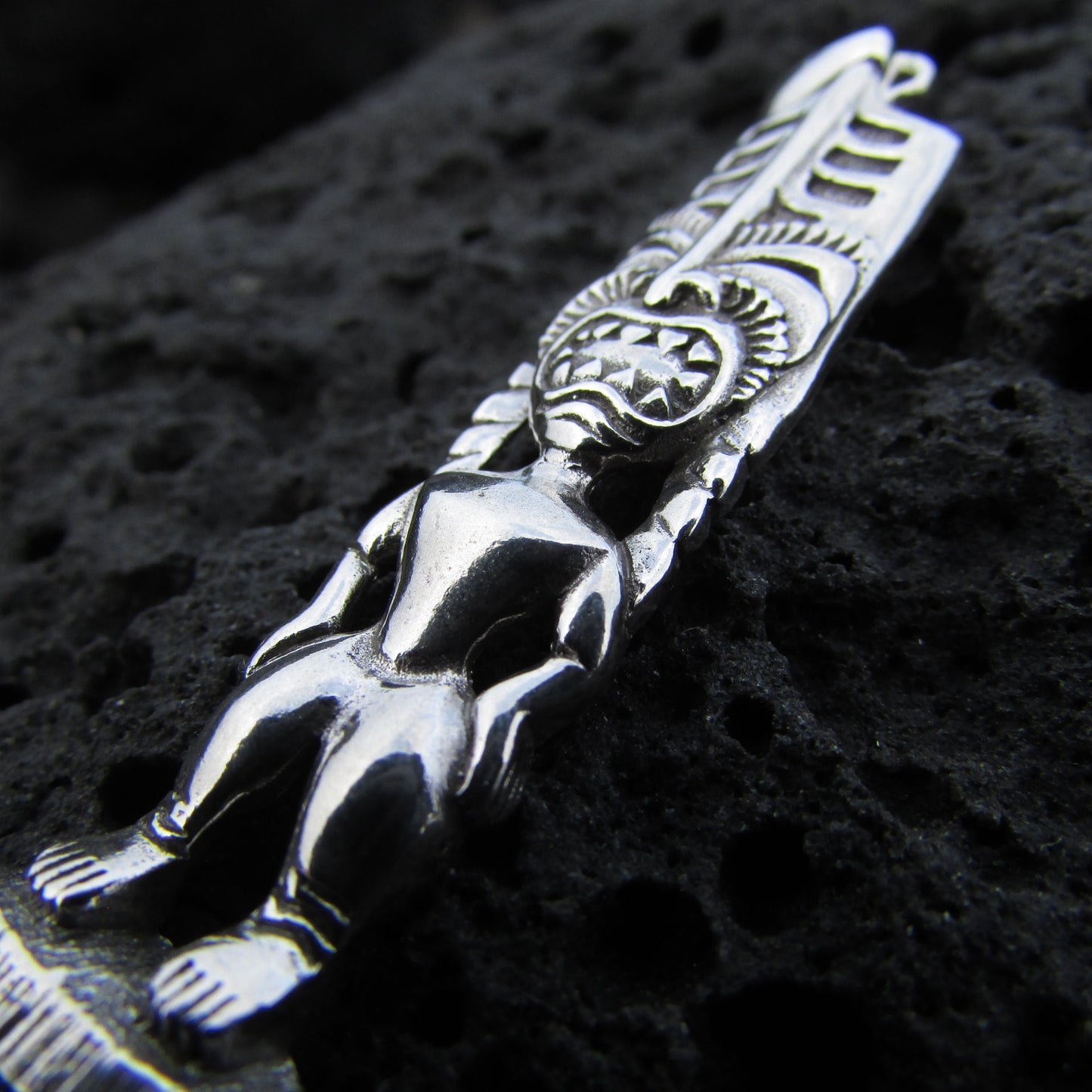 Hawaiian Tribal Tiki Pendant Necklace | Sterling Silver | Gift | Jewelry | Handmade | Unique