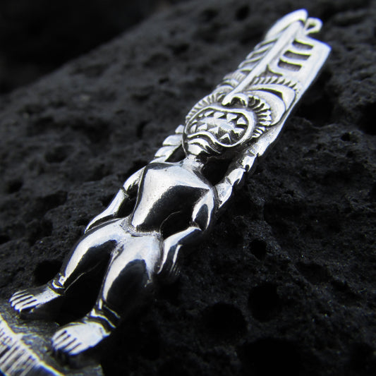 Hawaiian Tribal Tiki Pendant Necklace | Sterling Silver | Gift | Jewelry | Handmade | Unique