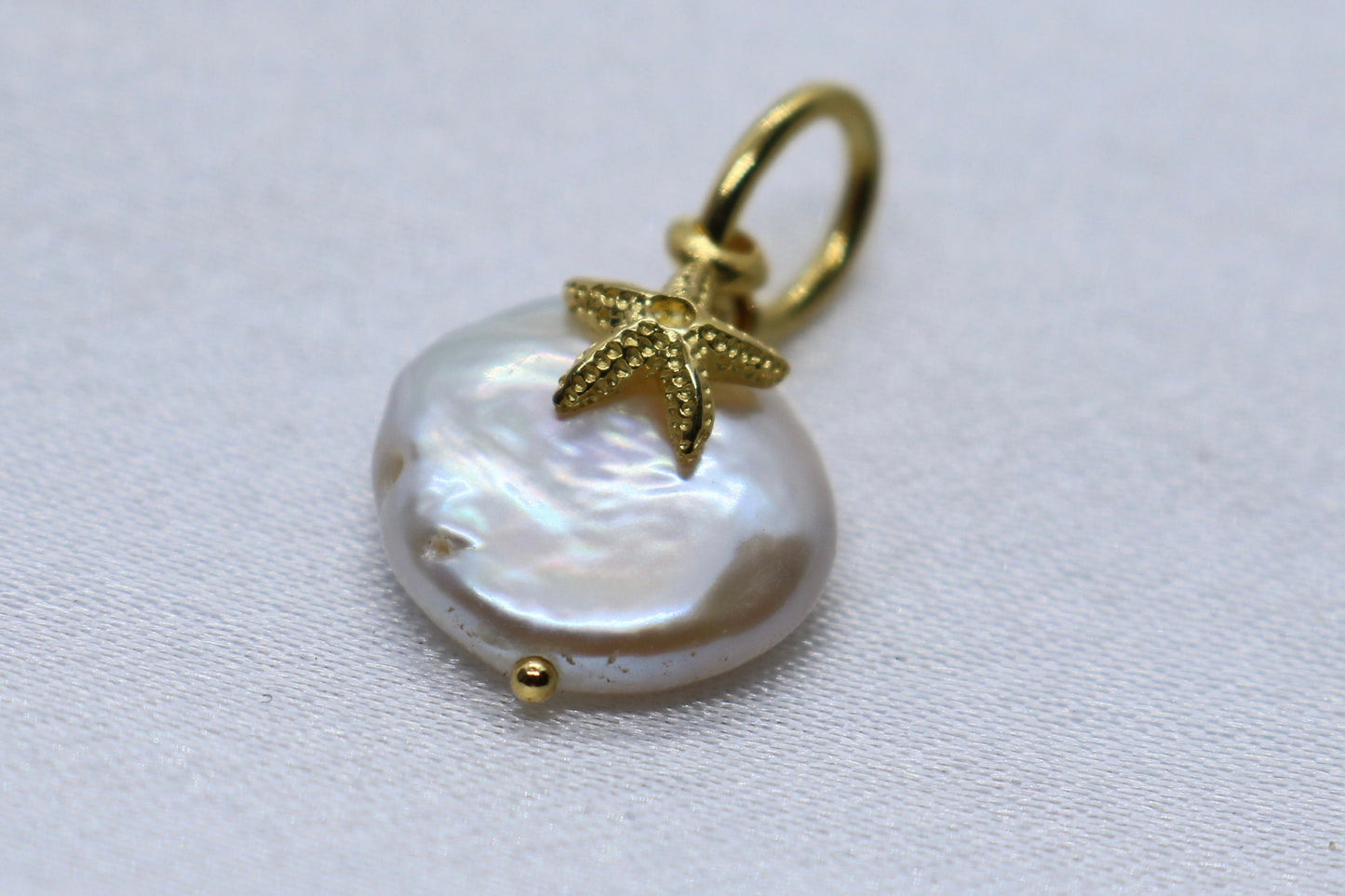 Starfish Pearl Charm Coin 18k Vermeil Gold Pendant Necklace