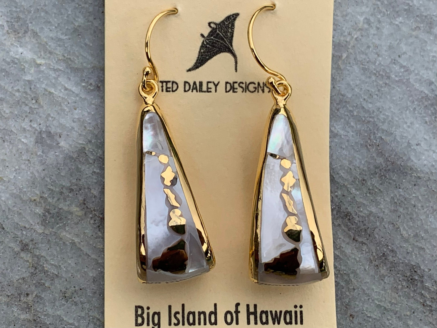 Hawaiian islands hoop earrings. Oahu, Maui, Kauai and Big Island. 18K Gold Vermeil.