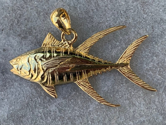 Ahi Tuna Fish Necklace Pendant Necklace. Fisherman Gift. 18k Gold Vermeil.
