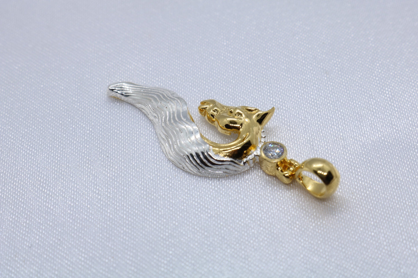Horse Necklace Pendant. 3mm Diamond, or Zircon, 18K Gold Vermeil, Silver.