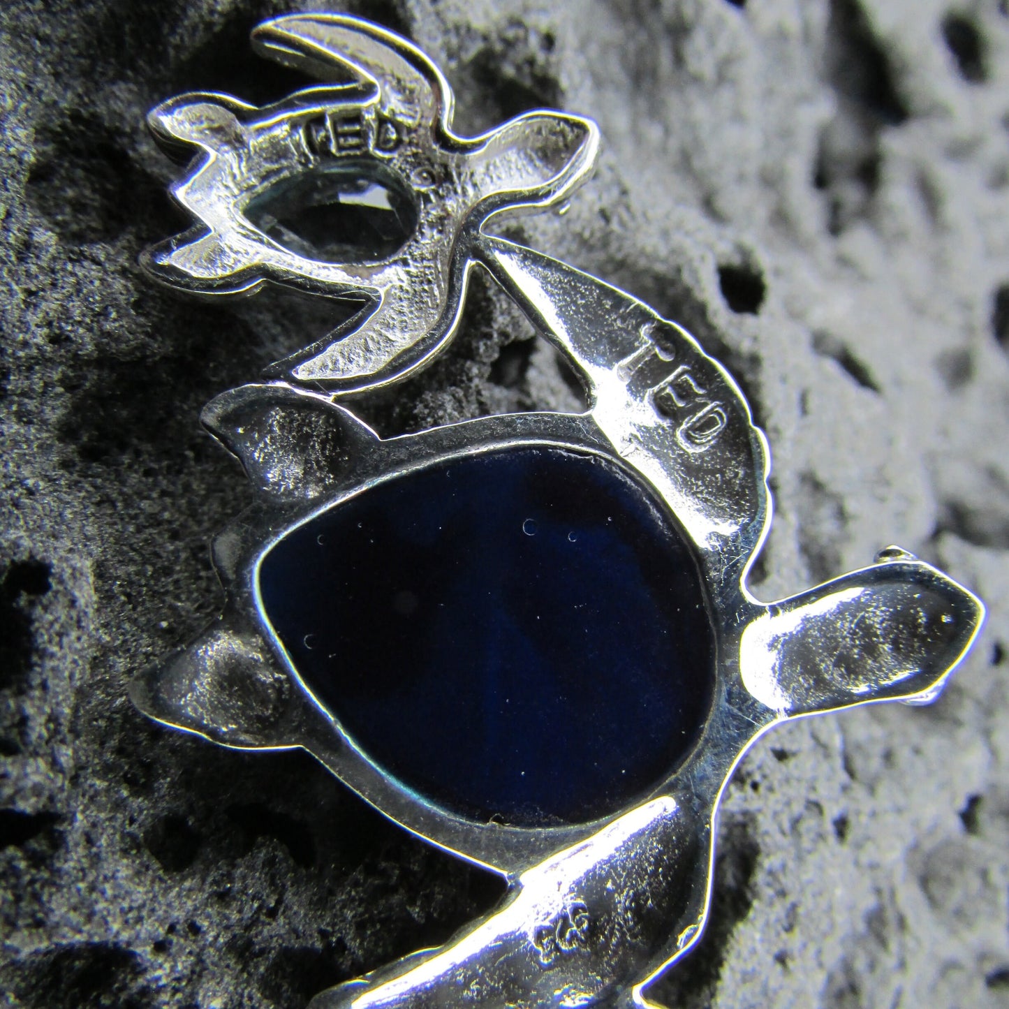 Sea Turtle Couple Necklace Pendant | Abalone Paua Shell | Blue Topaz | Sterling Silver | Ocean | Beach | Gift | Jewelry | Handmade | Unique
