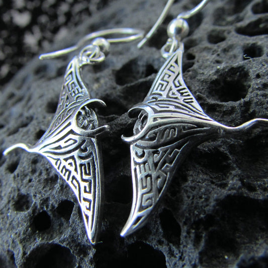 Manta Ray Earrings | Sterling Silver | Ocean | Beach | Gift | Jewelry | Handmade | Unique