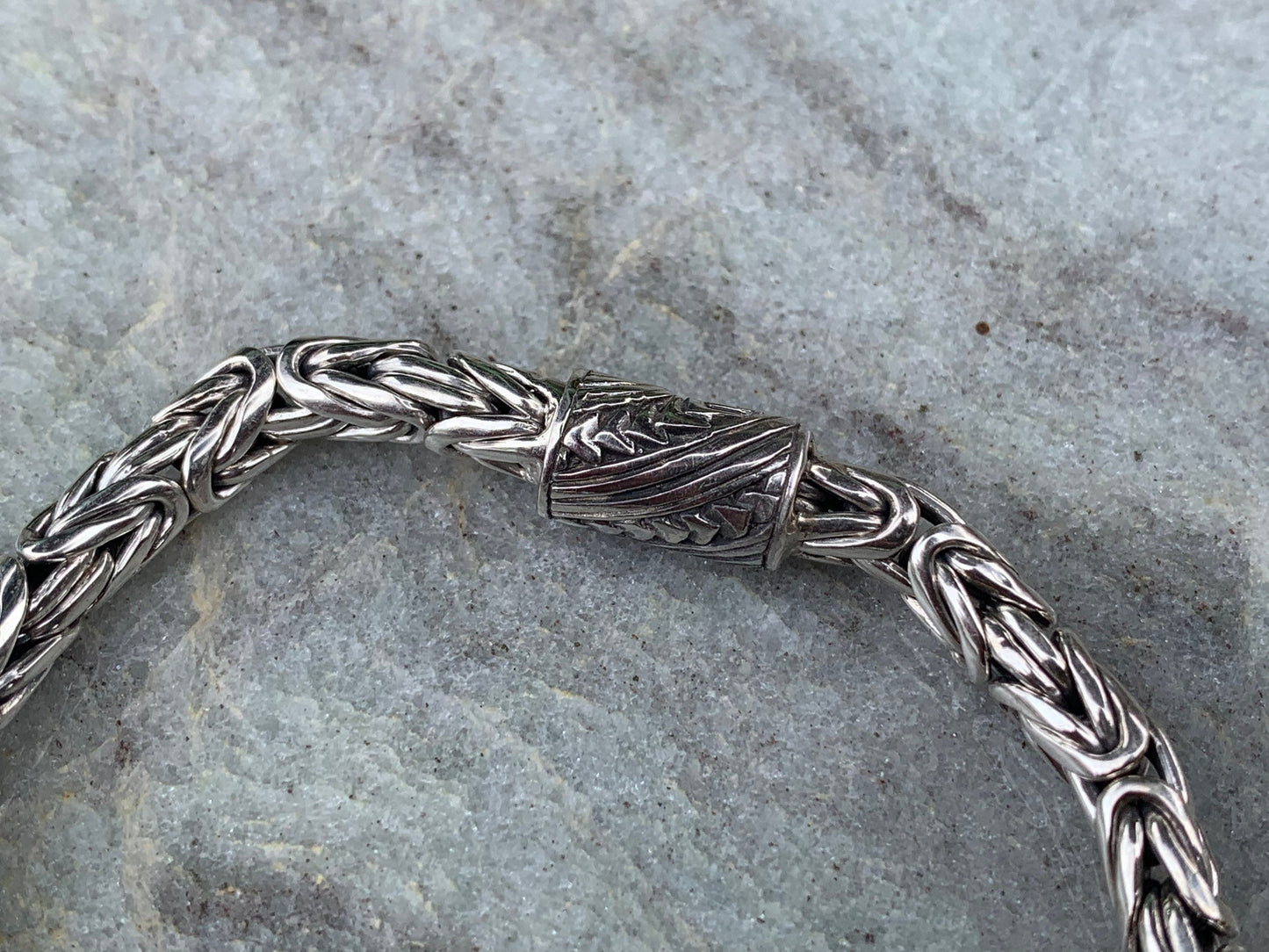 Hawaiian Tribal Byzantine Bracelet, 5mm. Sterling Silver.