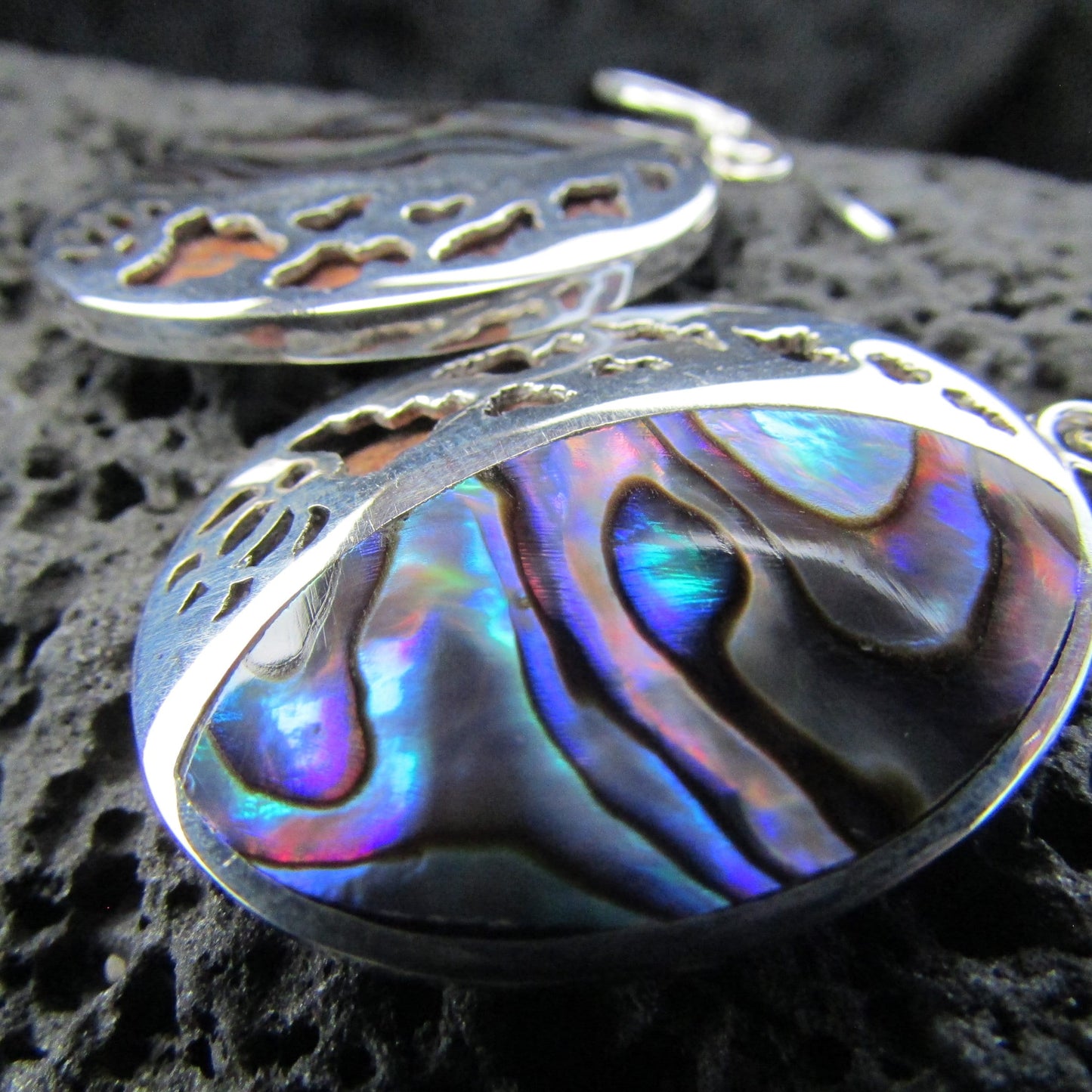 Hawaii Islands Chain Turtle Earrings | Abalone Paua Shell | Sterling Silver | Ocean | Beach | Gift | Jewelry | Handmade | Unique