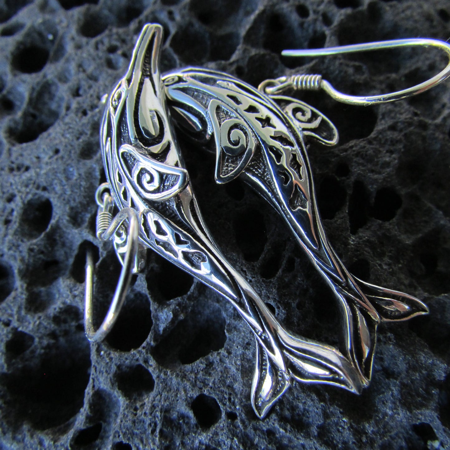 Dolphin Earrings Large | Sterling Silver | Ocean | Beach | Gift | Jewelry | Handmade | Unique
