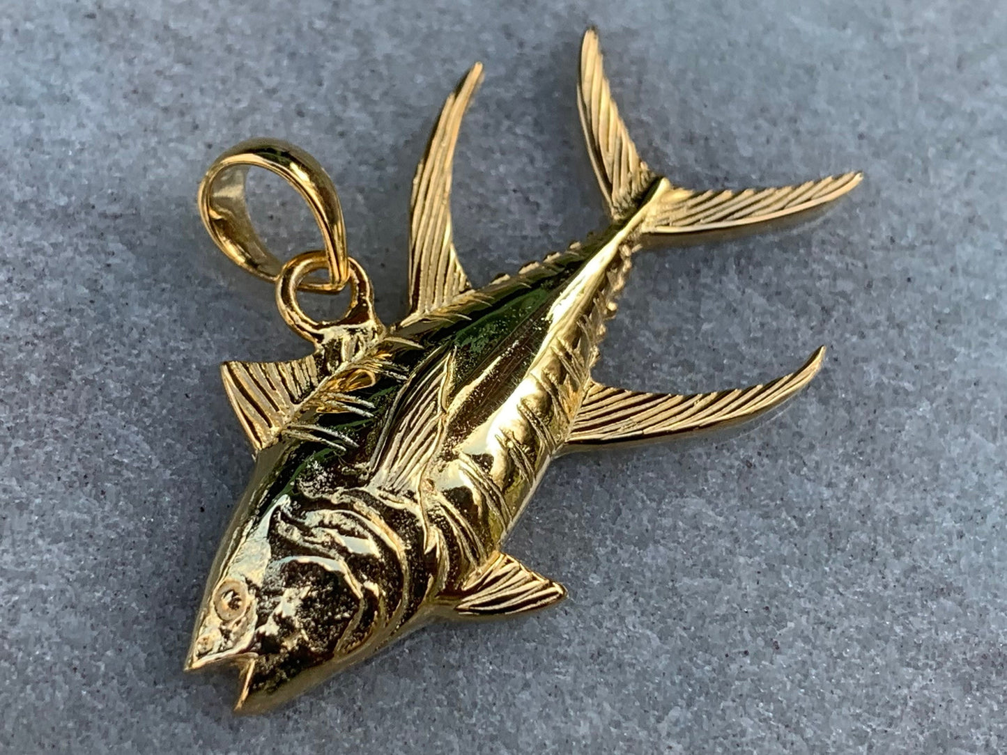 Ahi Tuna Fish Necklace Pendant Necklace. Fisherman Gift. 18k Gold Vermeil.