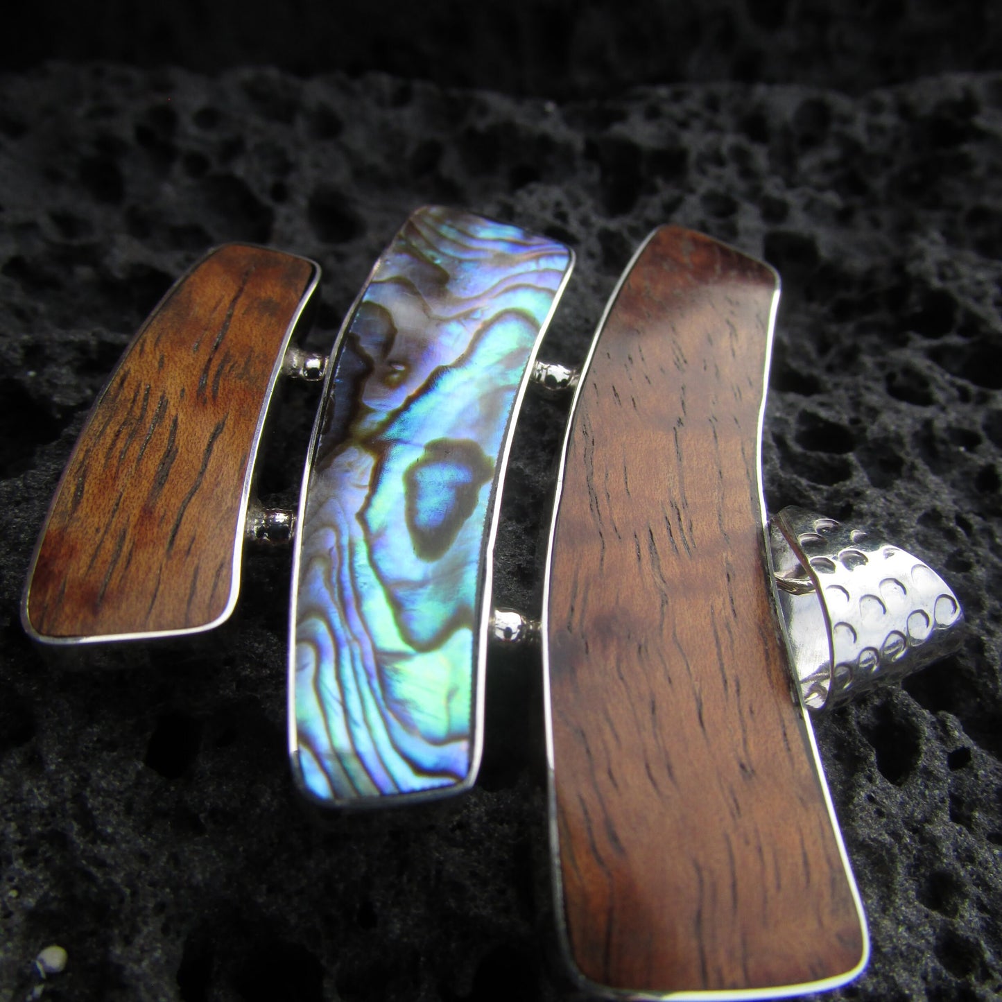 Zen Necklace Pendant | Koa Wood | Abalone Paua Shell | Sterling Silver | Gift | Jewelry | Handmade | Unique