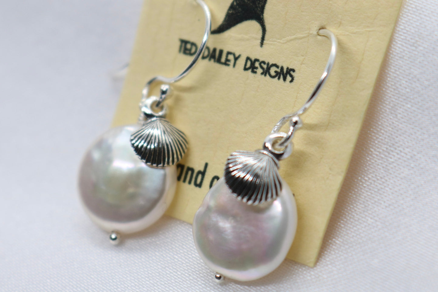 Sea Shell Pearl Silver Earrings Jewelry