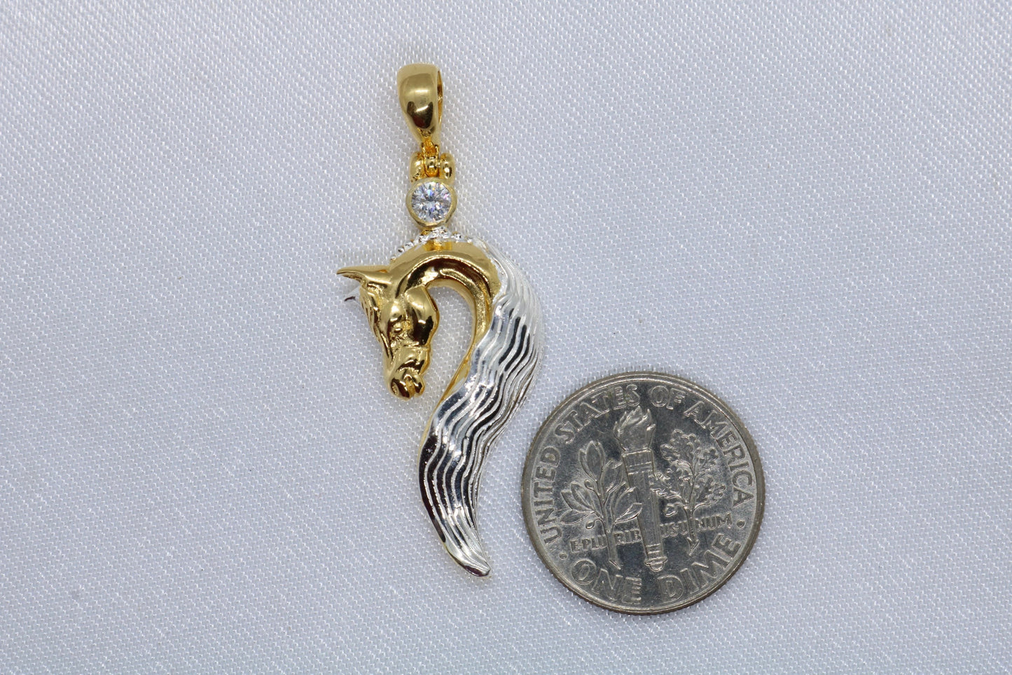 Horse Necklace Pendant. 3mm Diamond, or Zircon, 18K Gold Vermeil, Silver.