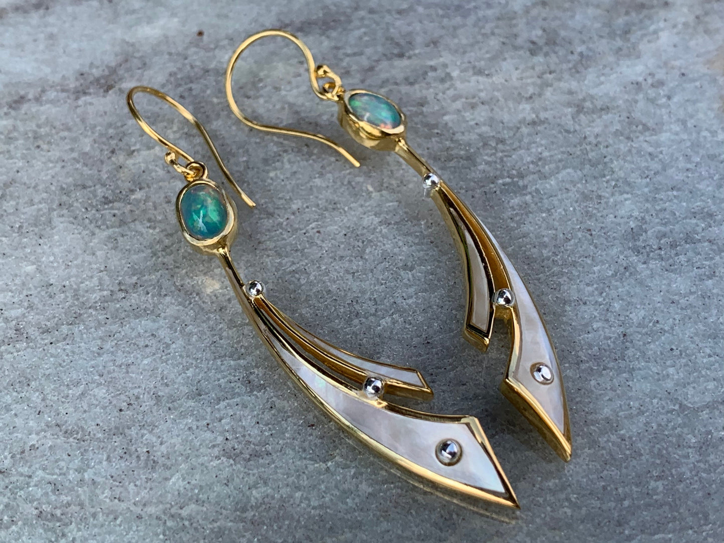Opal Wave 18k Gold Vermeil Earrings