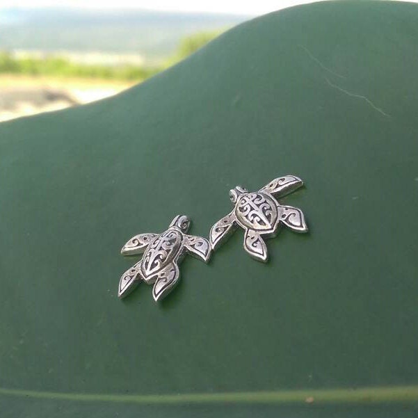 Turtle Stud Earrings | Sterling Silver | Ocean | Beach | Gift | Jewelry | Handmade | Unique