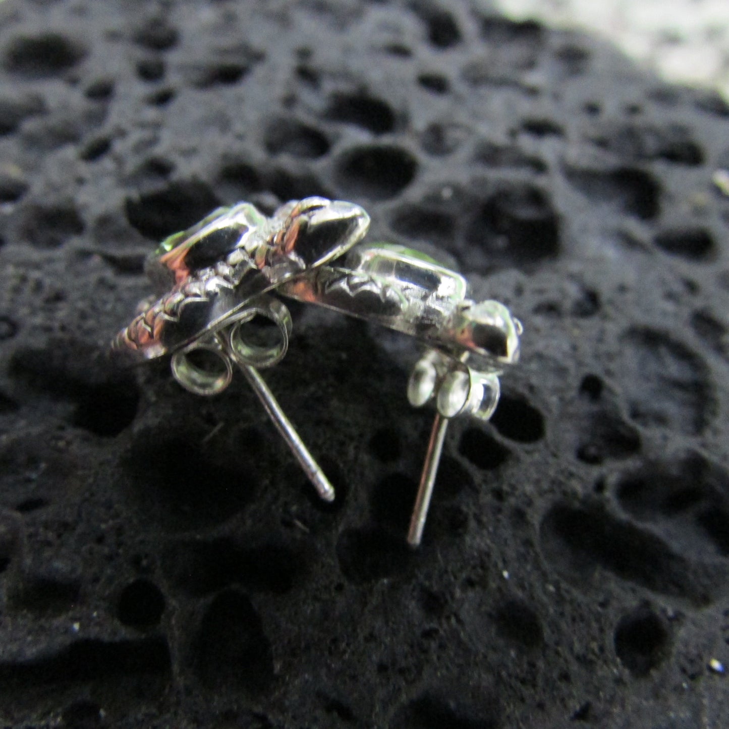 Sea Turtle Stud Earrings | Sterling Silver | Peridot | Ocean | Beach | Gift | Jewelry | Handmade | Unique