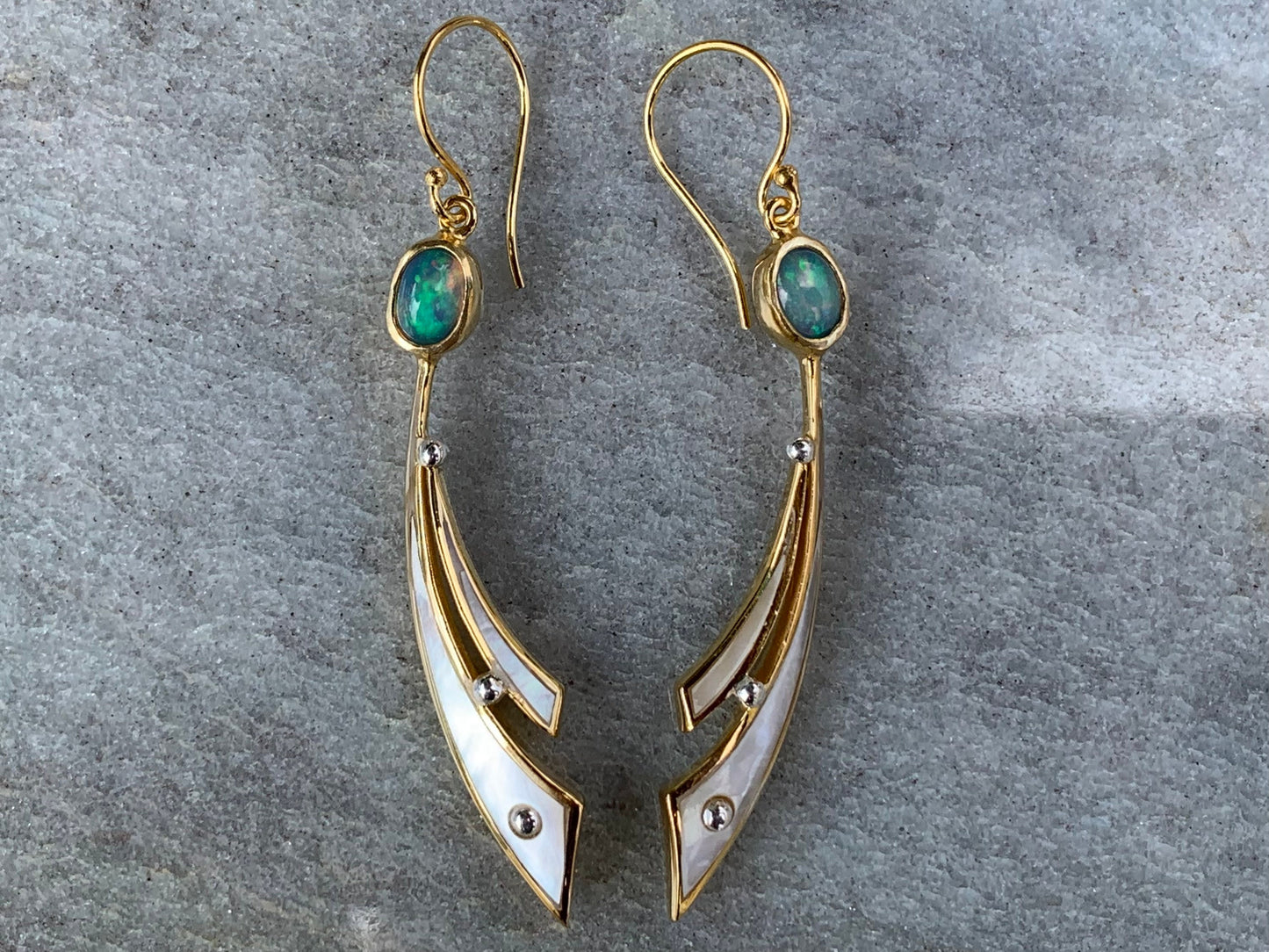 Opal Wave 18k Gold Vermeil Earrings