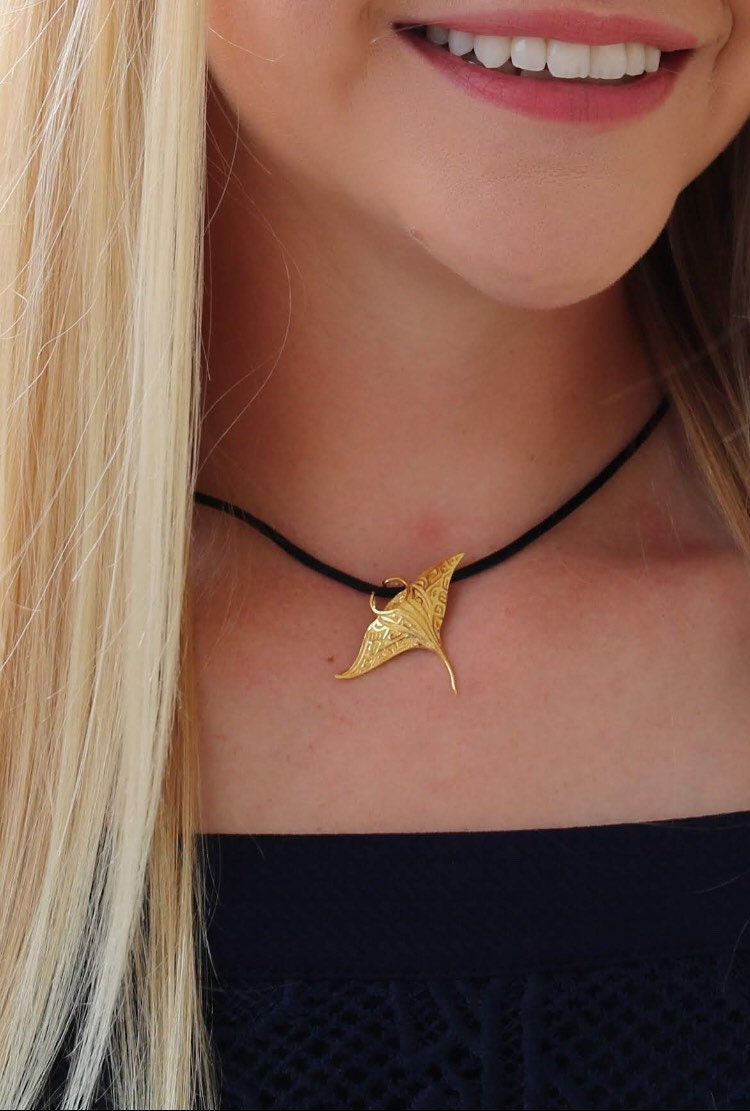 18K Gold Vermeil Manta Ray Necklace Pendant | Ocean | Beach | Gift | Jewelry | Handmade | Unique