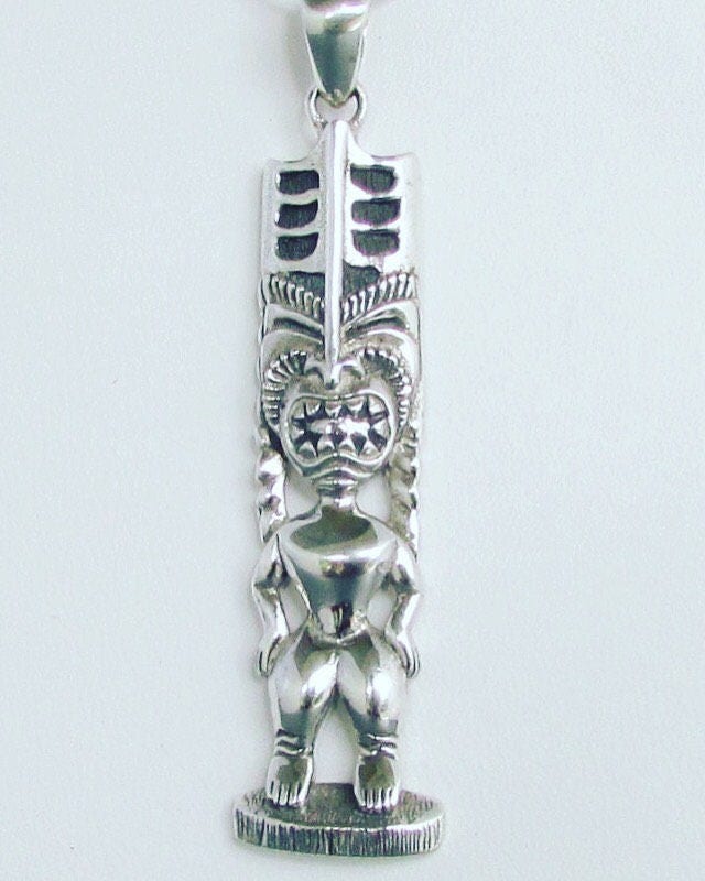 Hawaiian Tribal Tiki Pendant Necklace | Sterling Silver | Gift | Jewelry | Handmade | Unique