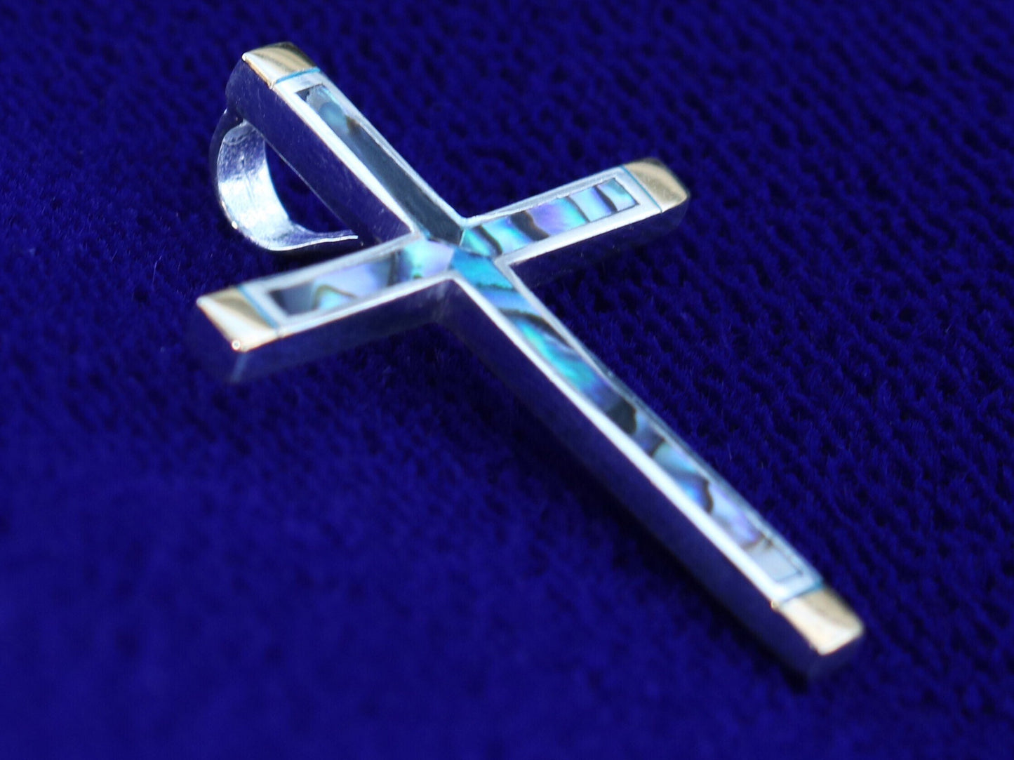 Cross 18k Gold Vermeil Pendant Necklace. Mother of Pearl, Abalone Shell