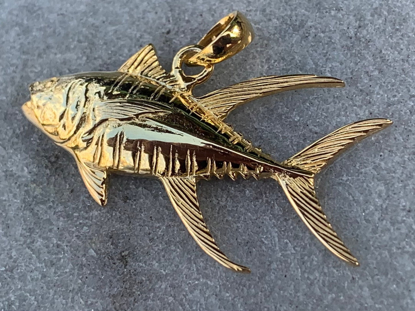 Ahi Tuna Fish Necklace Pendant Necklace. Fisherman Gift. 18k Gold Vermeil.
