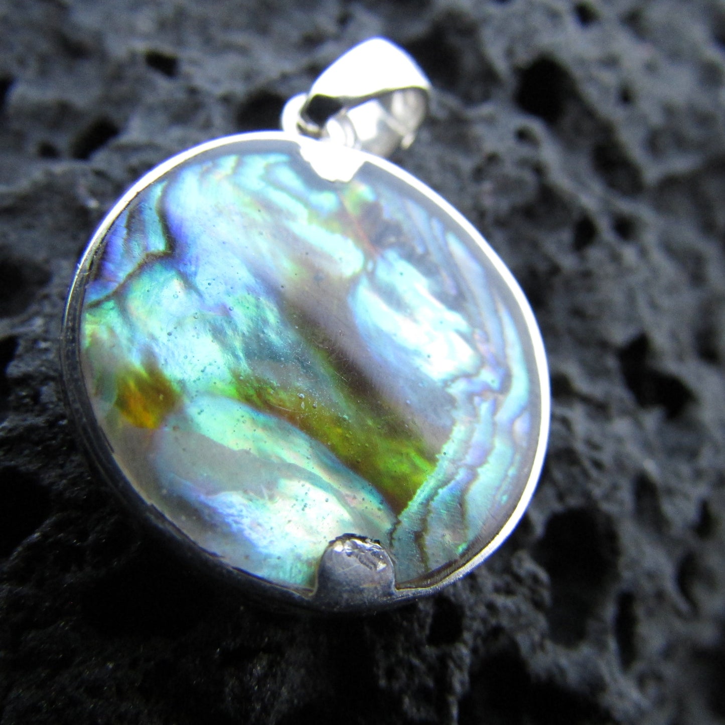 Dolphin Wave Necklace Pendant Large | Blue Topaz | Abalone Paua Shell | Sterling Silver | Ocean | Beach | Gift | Jewelry | Handmade | Unique