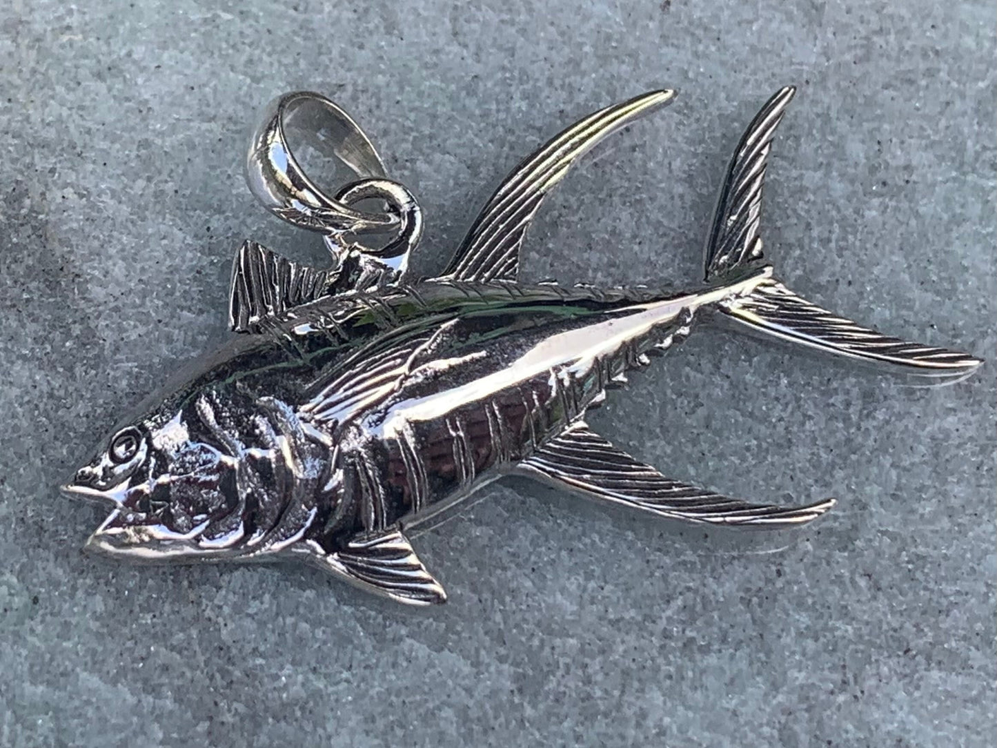 Ahi Tuna Fish Necklace Pendant Necklace. Fisherman Gift. Sterling Silver.