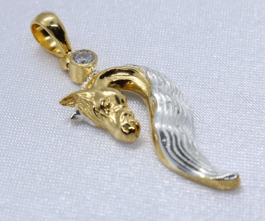 Horse Necklace Pendant. 3mm Diamond, or Zircon, 18K Gold Vermeil, Silver.