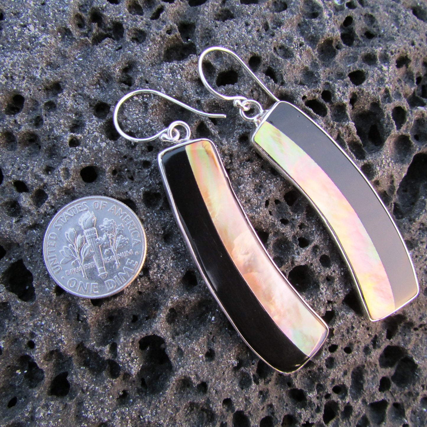 Zen Earrings | Black Ouster Shell | Sterling Silver | Gift | Jewelry | Handmade | Unique