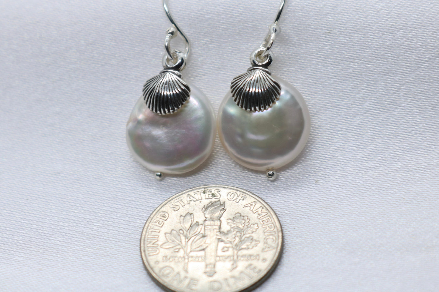 Sea Shell Pearl Silver Earrings Jewelry