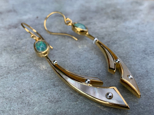 Opal Wave 18k Gold Vermeil Earrings