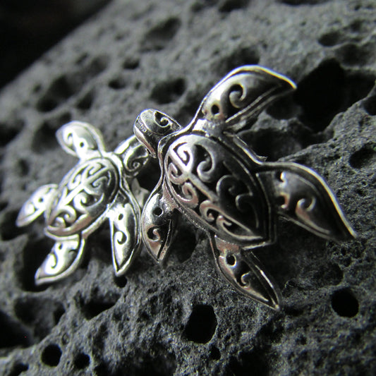 Turtle Stud Earrings | Sterling Silver | Ocean | Beach | Gift | Jewelry | Handmade | Unique