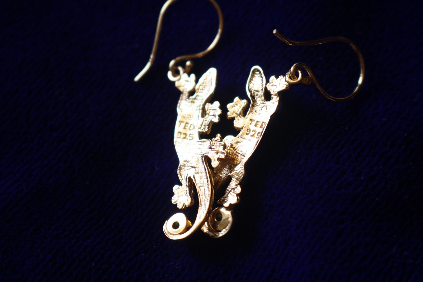 Hawaiian Gecko Lizard Salamander Earrings. Vermeil 18k Gold Silver Abalone Paua Shell Peridot.