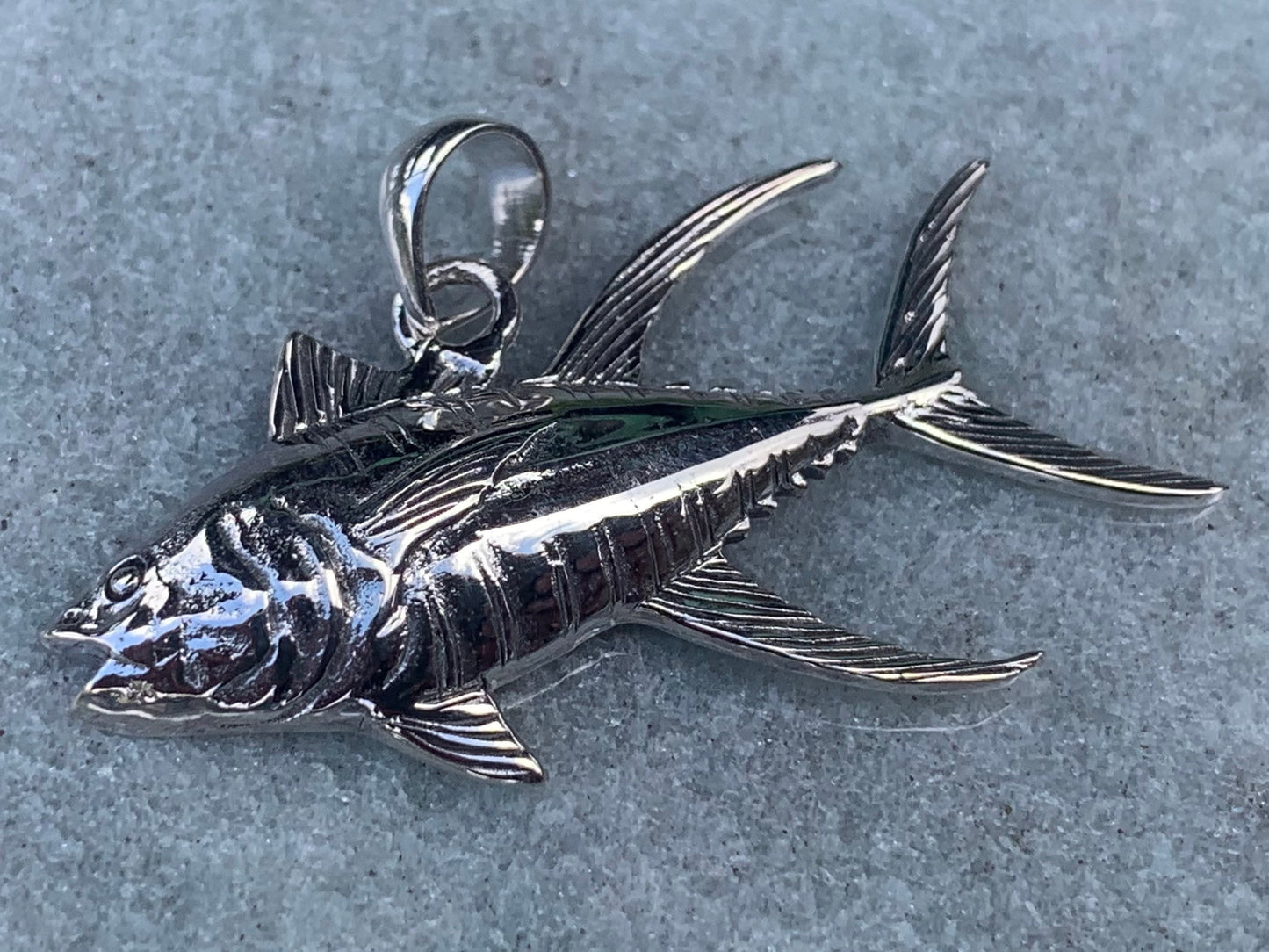 Ahi Tuna Fish Necklace Pendant Necklace. Fisherman Gift. Sterling Silver.