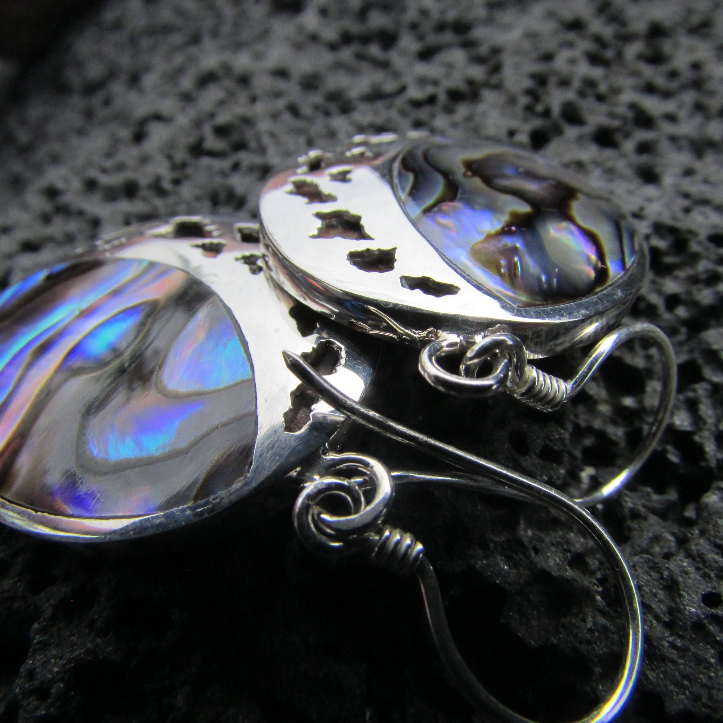 Hawaii Islands Chain Turtle Earrings | Abalone Paua Shell | Sterling Silver | Ocean | Beach | Gift | Jewelry | Handmade | Unique