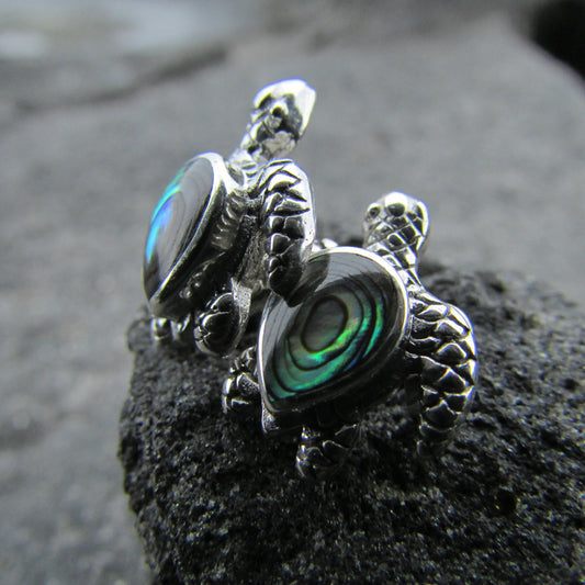 Sea Turtle Stud Earrings | Abalone  Paua Shell | Ocean | Beach | Gift | Jewelry | Handmade | Unique | Sterling Silver