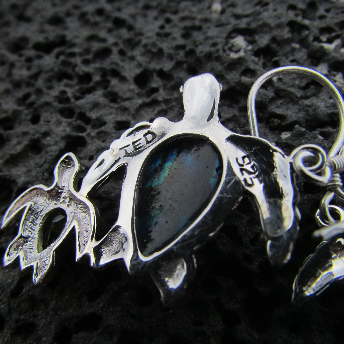 Sea Turtle Earrings | Paua Abalone Shell | Peridot | Sterling Silver | Ocean | Beach | Gift | Jewelry | Handmade | Unique