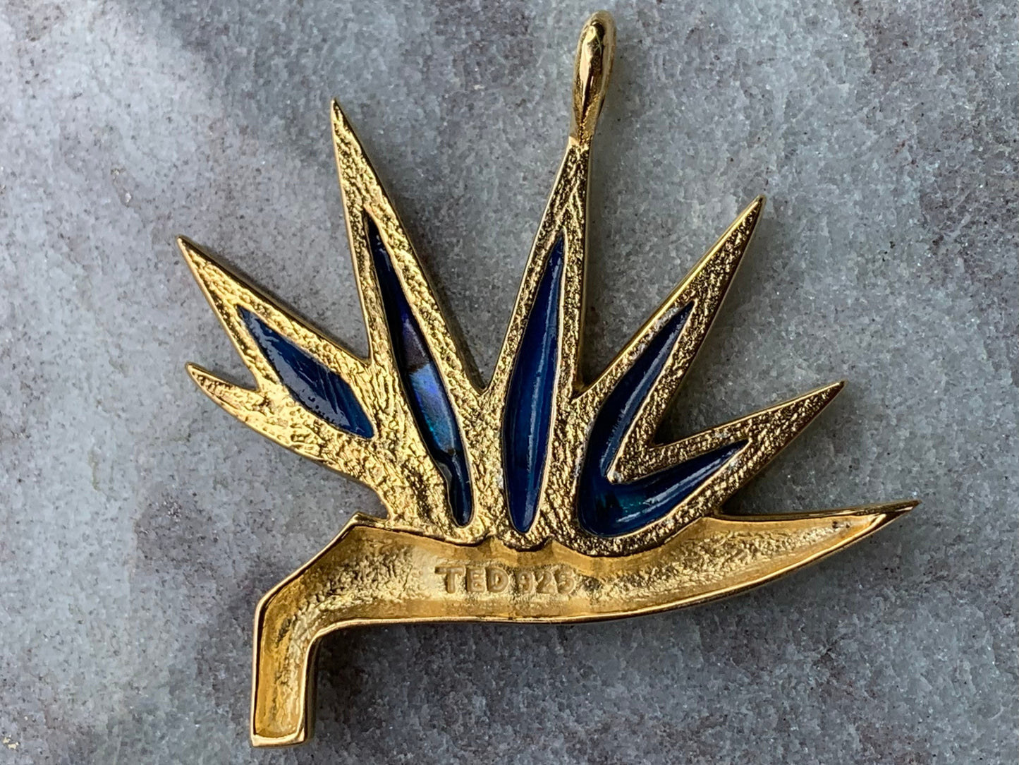 Bird of Paradise Flower 18k Gold Vermeil Necklace Pendant