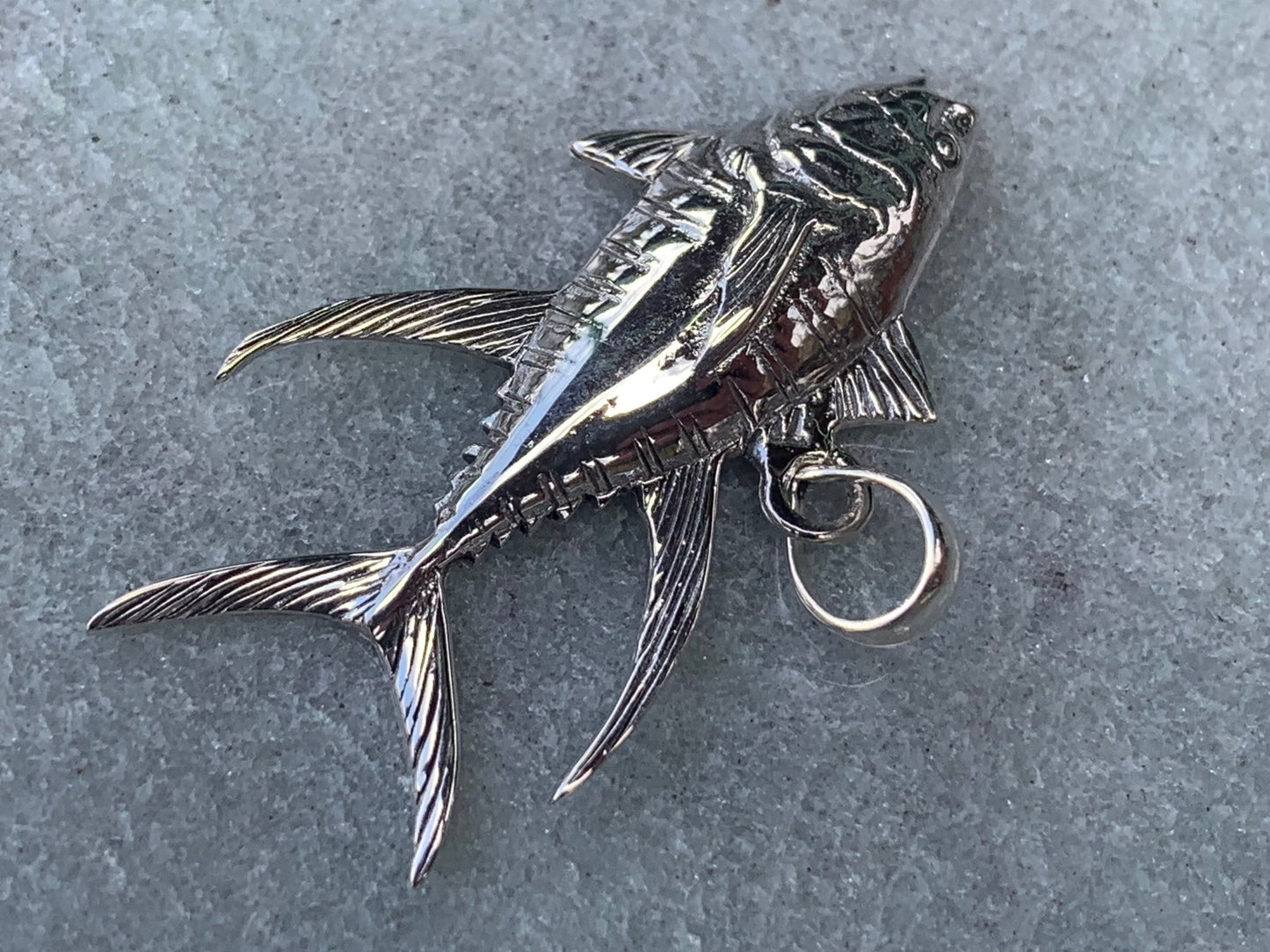 Ahi Tuna Fish Necklace Pendant Necklace. Fisherman Gift. Sterling Silver.