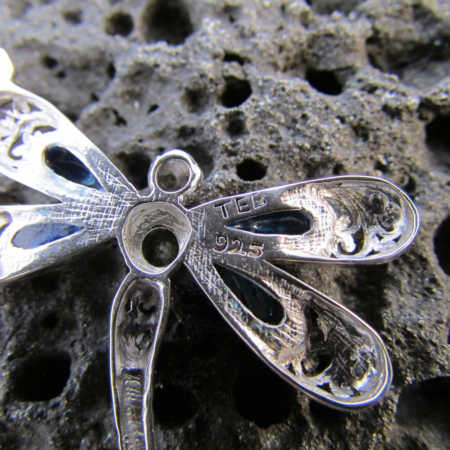 Dragonfly Necklace Pendant | Sterling Silver | Abalone Shell | Peridot | Amethyst | Blue Topaz | Gift | Jewelry | Handmade | Unique