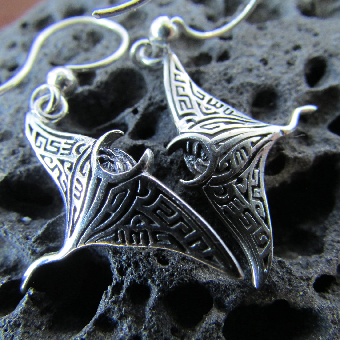 Manta Ray Earrings | Sterling Silver | Ocean | Beach | Gift | Jewelry | Handmade | Unique