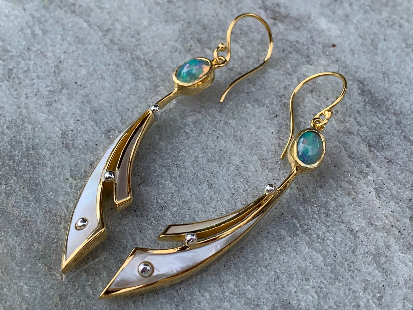 Opal Wave 18k Gold Vermeil Earrings