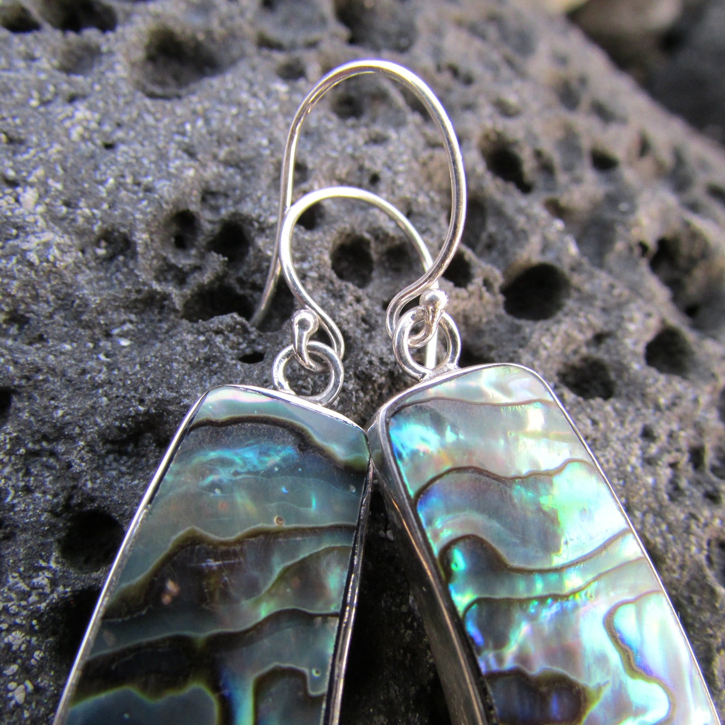 Zen Earrings | Paua Abalone Shell | Sterling Silver | Gift | Jewelry | Handmade | Unique