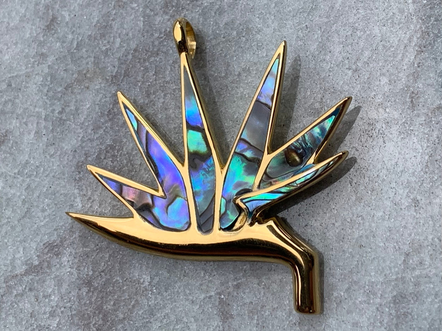 Bird of Paradise Flower 18k Gold Vermeil Necklace Pendant