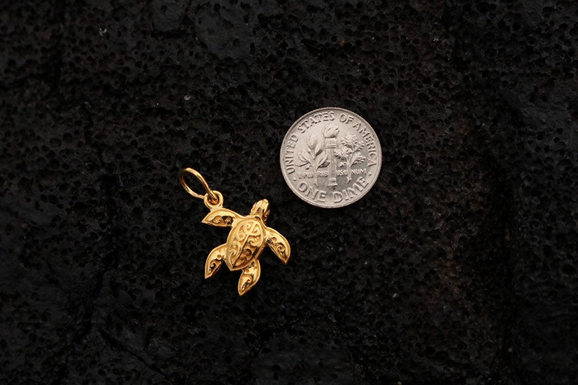 18K Gold Vermeil Turtle Necklace Pendant