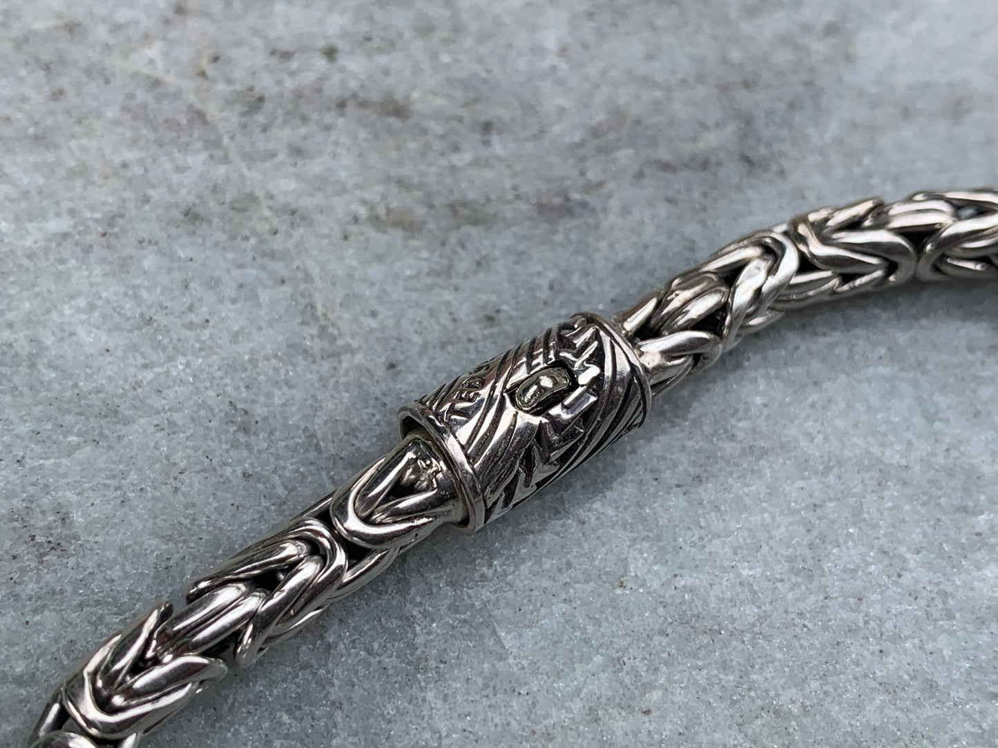 Hawaiian Tribal Byzantine Bracelet, 5mm. Sterling Silver.