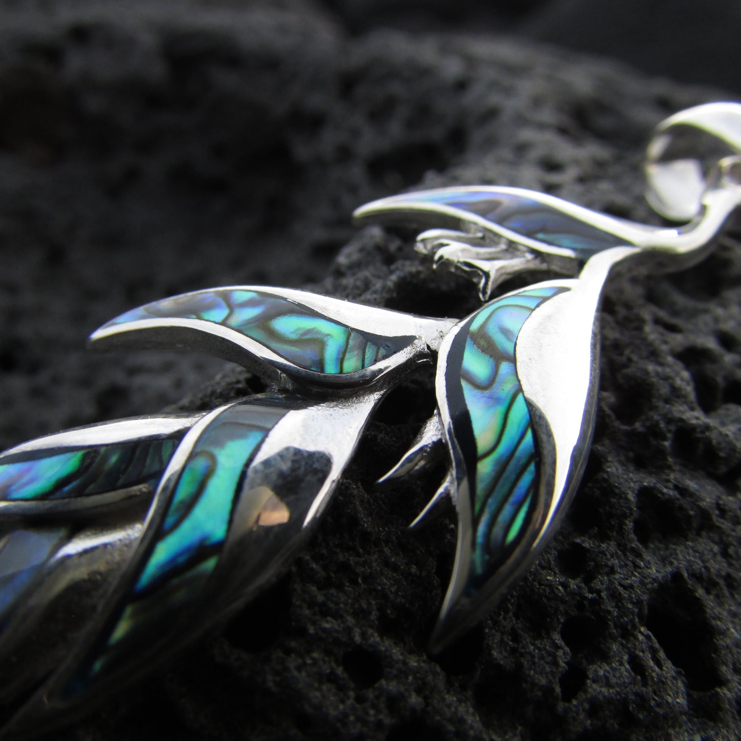 Heliconia Flower Necklace Pendant | Paua Abalone Shell | Sterling Silver | Ocean | Beach | Gift | Jewelry | Handmade | Unique
