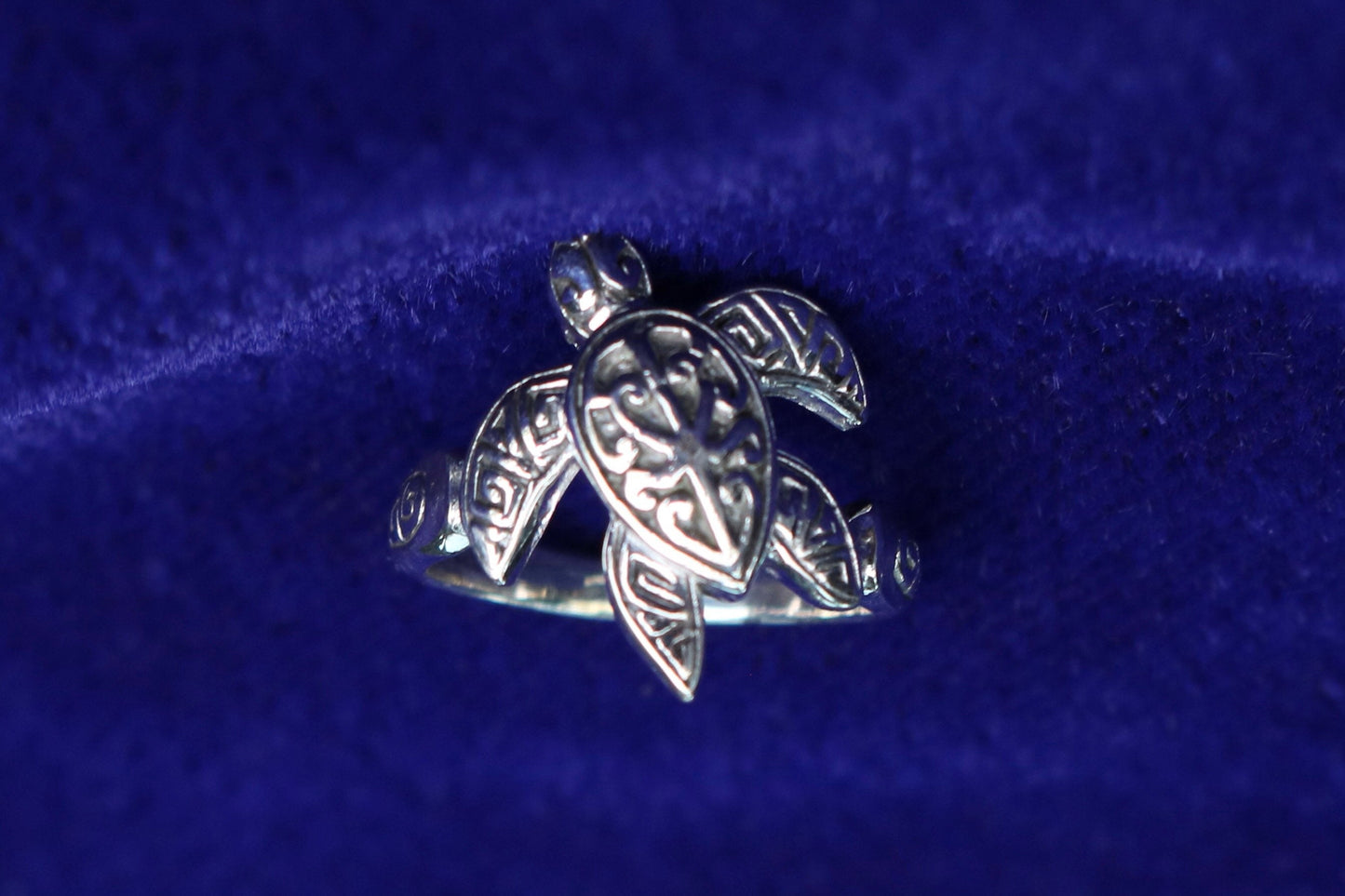 Turtle Ring Tribal Polynesian Hawaiian Tattoo Design Honu. Sterling Silver.