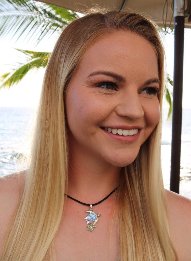 Turtle Necklace Pendant | Peridot | Paua Abalone Shell | Sterling Silver | Ocean | Beach | Gift | Jewelry | Handmade | Unique