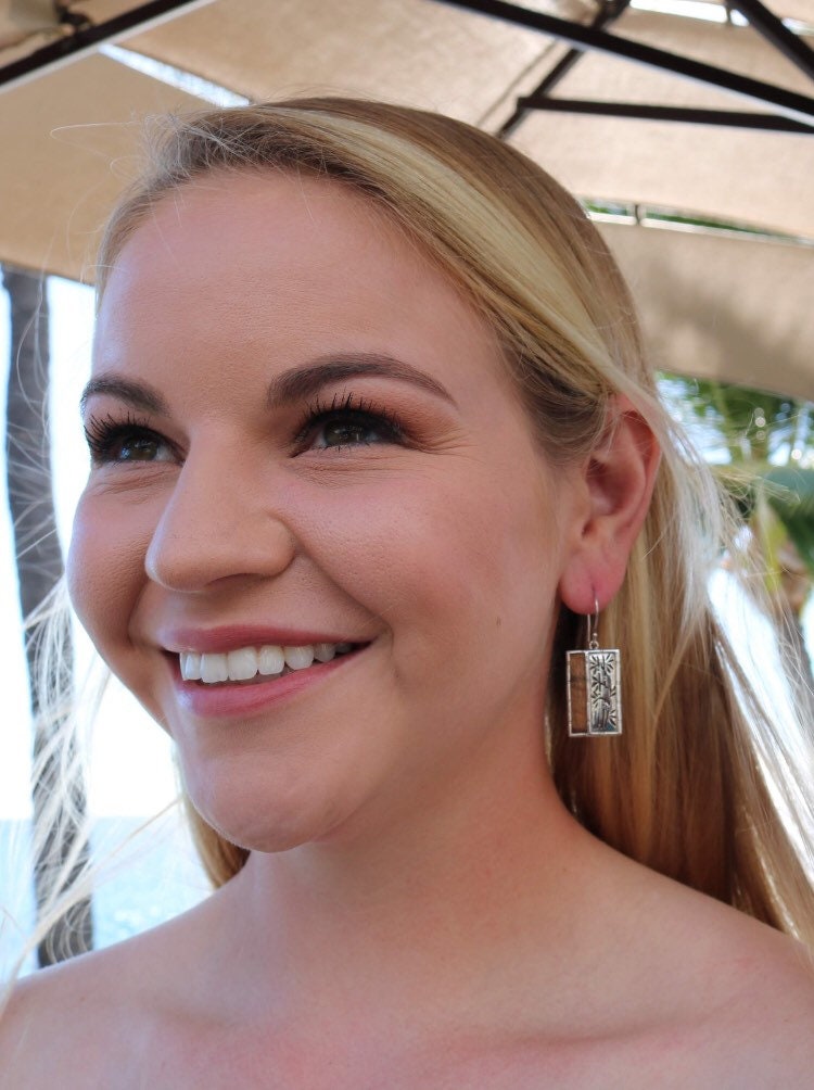 Bamboo Earrings | Sterling Silver | Hawaiian Koa Wood | Gift | Jewelry | Handmade | Unique